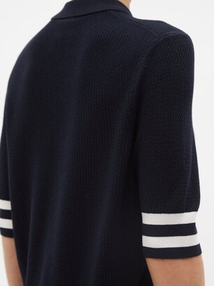 Bogner Ramina Striped-cuff Knit Golf Polo Shirt - Navy Multi