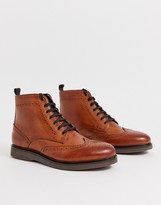 Thumbnail for your product : H By Hudson Calverston brogue boots in tan leather