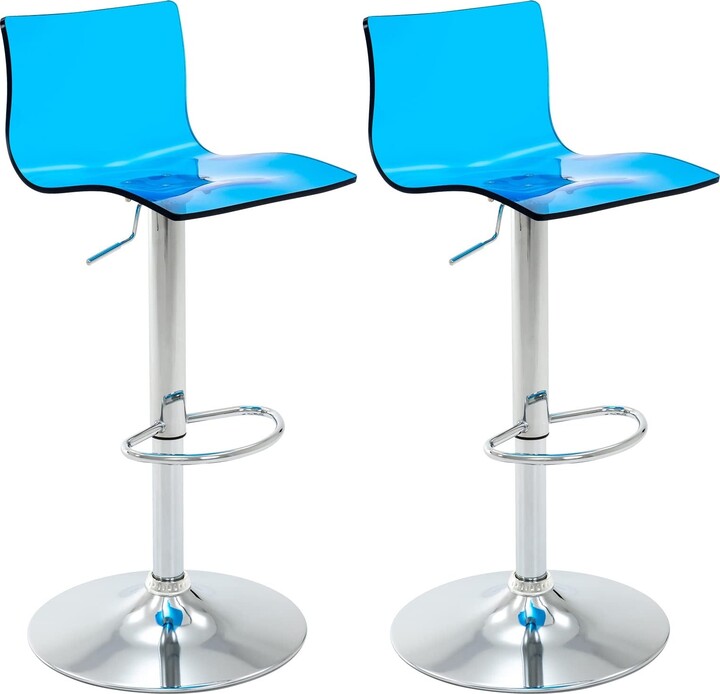 Howcool Living Acrylic Bar Stools with Mid Back, Set of 2, Transparent