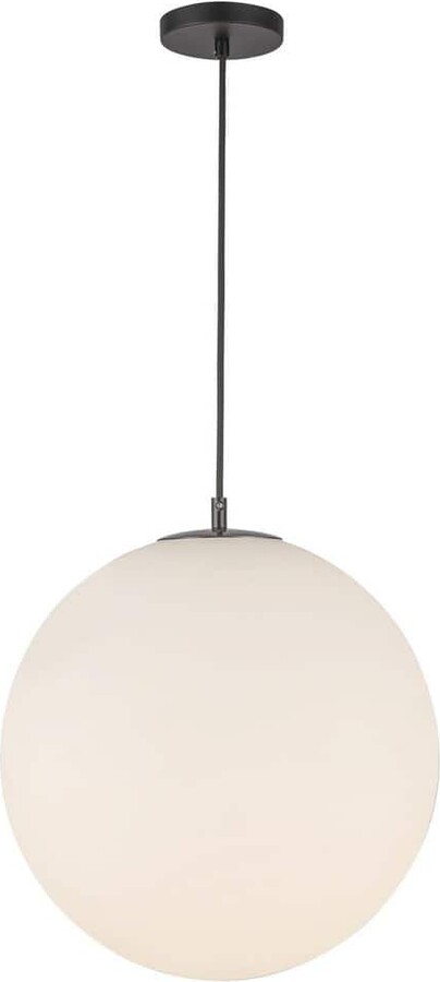 KUZCO Marco 16-in 1 Light 60-Watt Black/Opal Glass Pendant Light