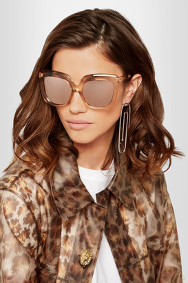 Linda Farrow Oversized Square-frame Acetate Mirrored Sunglasses - Rose gold