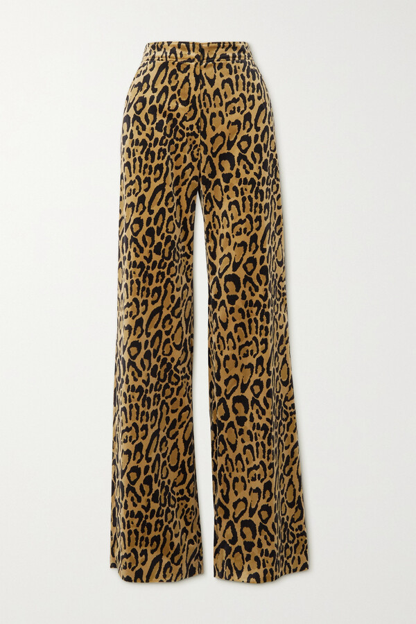 iYYVV Womens Comfy Stretch Leopard Print Drawstring Wide Leg Lounge Palazzo Yoga Pants 