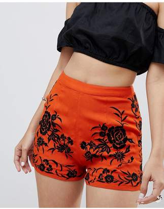 ASOS DESIGN soft shorts with embroidery