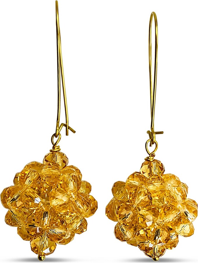 Bellus Domina - Yellow Crystal Beaded Gala Earrings - ShopStyle
