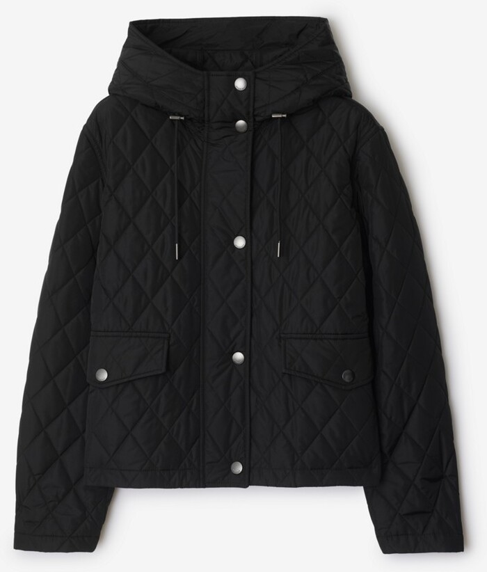 Burberry Cropped Quilted Nylon Hooded Jacket Size: XS