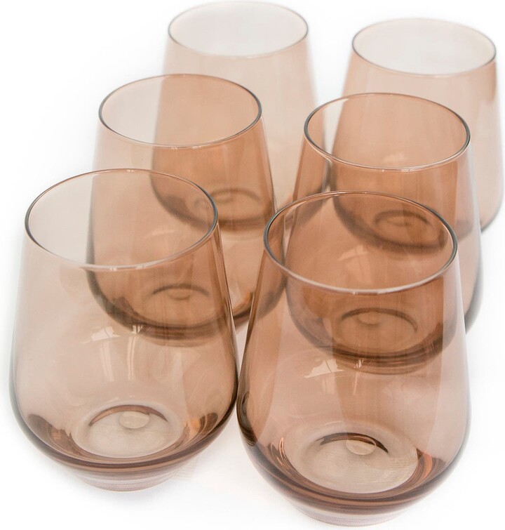 Viski Reserve Nouveau Smoke Colored Drinking Glasses - Crystal Black Wine  Glasses Glassware - 22oz Long Stem Wine Glasses Set of 2 