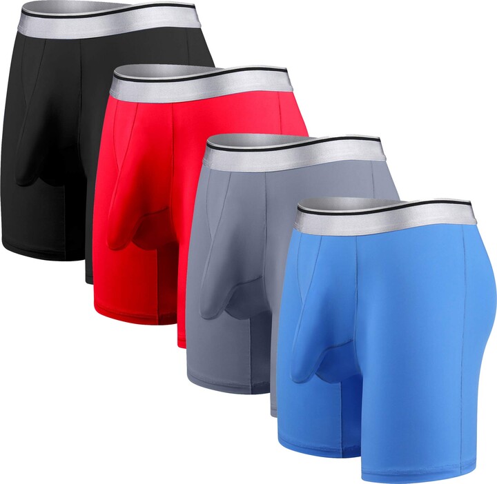 Ouruikia Men's Underwear Silky Smooth Boxer Briefs Long Leg Quick Dry