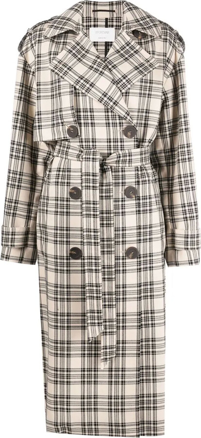 Sportmax Check-Pattern Belted Coat
