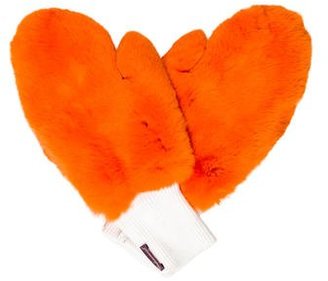 Glamour Puss Glamourpuss Leather-Trimmed Fur Mittens w/ Tags