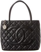 Thumbnail for your product : Chanel Black Quilted Caviar Leather Medallion Tote