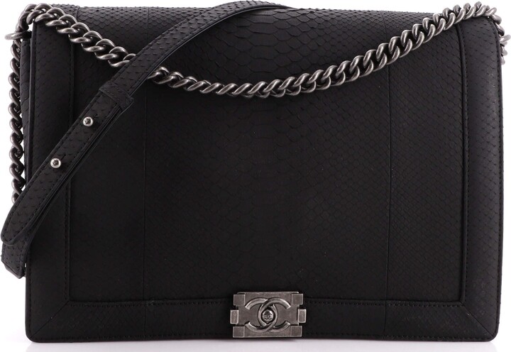 Chanel Boy Flap Bag Matte Gentle Python XL - ShopStyle