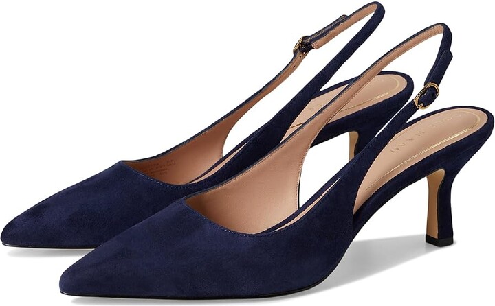Cole Haan Hansell Sling Back Pumps High Women's Heels Midnight Moon Suede : 6 B - Medium, Leather