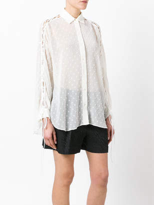 IRO lace up shoulders textured shirt