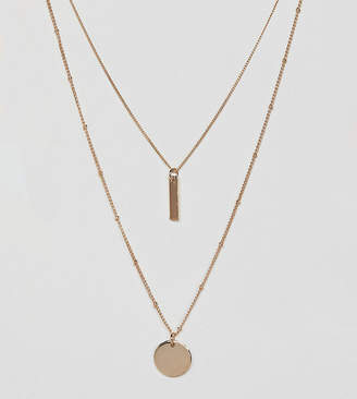 ASOS Curve DESIGN Curve multirow necklace with sleek bar and disc pendants in gold