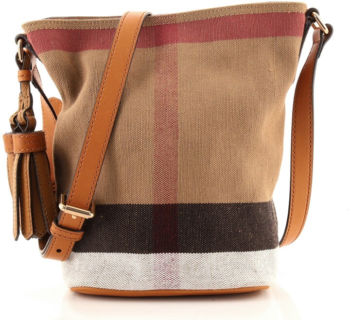 Burberry Ashby Bag House Check Canvas with Leather Mini - ShopStyle