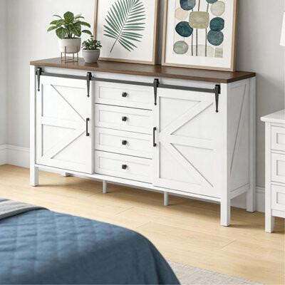 August Grove Spacious Coffee Bar CabinetBuffet Cabinet With Drawers