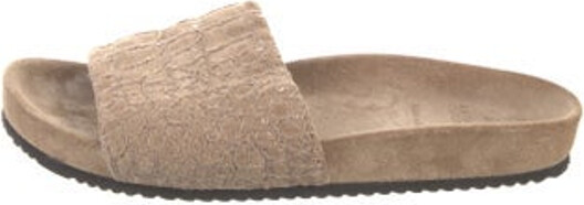 Brunello Cucinelli Suede Slides Neutrals Monili Sequin Embellishments Designer