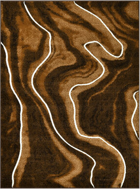 Orren Ellis HR Mocha Brown And Beige Modern Contemporary Abstract Area Rugs Marble Pattern
