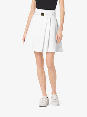Michael Kors Belted Stretch-Cotton Skirt