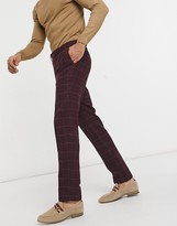 Thumbnail for your product : Gianni Feraud slim fit red windowpane check suit trousers