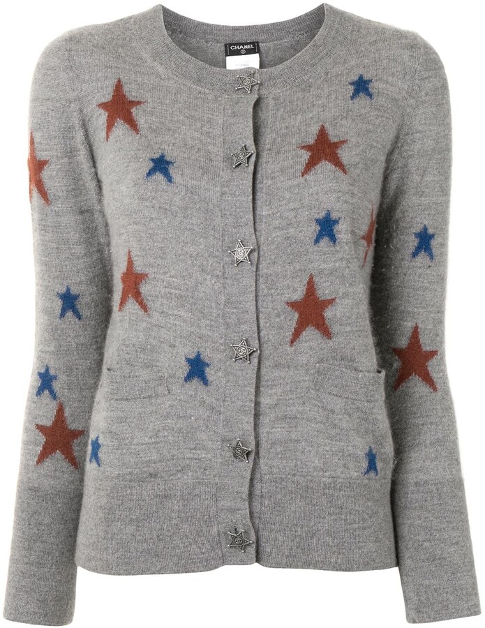 Chanel Pre Owned 1990s Intarsia Stars Cardigan - ShopStyle
