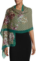 Thumbnail for your product : Gucci GG Blooms Voile Stole, Green/Brown