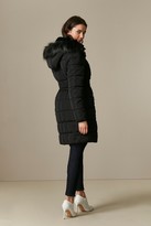 Thumbnail for your product : Wallis Black Faux Fur Collar Quilted Coat