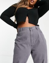 Thumbnail for your product : ASOS Curve ASOS DESIGN Curve wide leg dad pants in washed grey