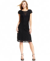 Thumbnail for your product : Sangria Cap-Sleeve Illusion Lace Dress