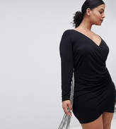Thumbnail for your product : Flounce London Plus Plunge Front Mini Dress With Dip Dye Tassels