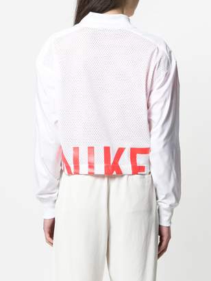 Nike logo printed mesh panel cropped jacket