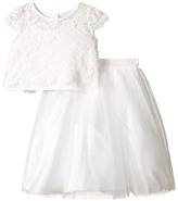 Thumbnail for your product : Us Angels Satin Lace Two-Piece Popover Bolero Layered Skirt Girl's Dress
