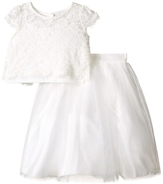 Us Angels Satin Lace Two-Piece Popover Bolero Layered Skirt Girl's Dress