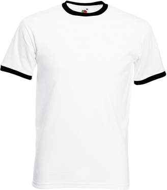 Fruit of the Loom Mens Ringer Short Sleeve T-Shirt (M) (White/Black)