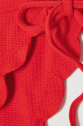 Marysia Swim + Net Sustain Mott Scalloped Recycled Seersucker Bikini Briefs - Red