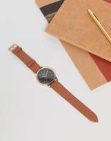Thumbnail for your product : Limit Tan Faux Leather Watch With Stripe Dial Exclusive To ASOS