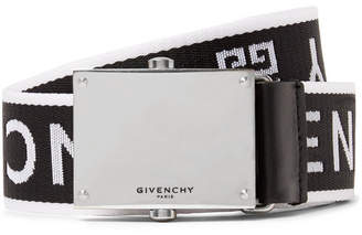 Givenchy 3.5cm Leather-trimmed Logo-jacquard Webbing Belt - Black