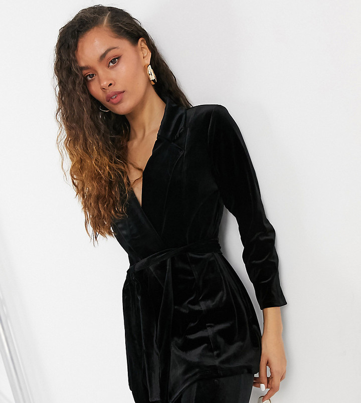 petite black velvet blazer