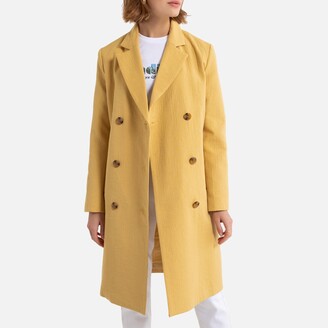 La Redoute Collections Lightweight Mid-Length Boyfriend Coat with Double-Breasted Fastening