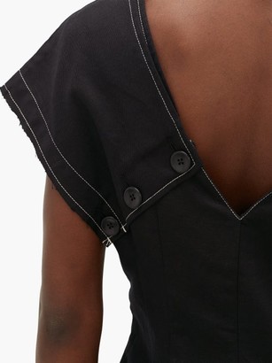 Proenza Schouler White Label Buttoned-sleeve Cotton-blend Twill Dress - Black