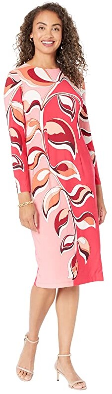 14 WOMENS ChainStore OMBRE DESIGN MIDI DRESS 3/4 SLEEVES SIZE 8 10 