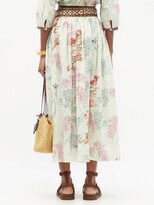 Thumbnail for your product : Emporio Sirenuse - New Jane Spring Flowers-print Cotton Midi Skirt - Green Print