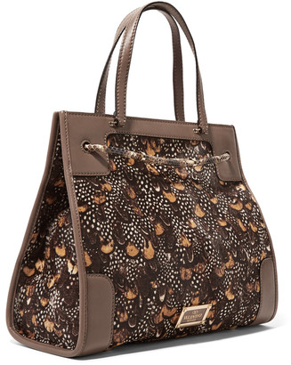 Valentino Python and leather-trimmed calf hair tote
