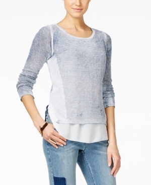 INC International Concepts Petite Acid Wash Layered-Look Sweater, Created for Macy's