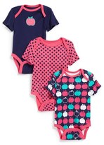 Thumbnail for your product : Offspring 'Apple' Cotton Bodysuits (3-Pack) (Baby Girls)