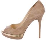 Thumbnail for your product : Jimmy Choo Suede Peep-Toe Pumps