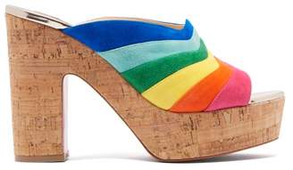 Christian Louboutin O Sister 120 Rainbow-stripe Suede Mules - Womens - Multi