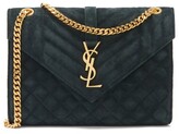 Thumbnail for your product : Saint Laurent Envelope Medium Quilted-suede Shoulder Bag - Dark Green