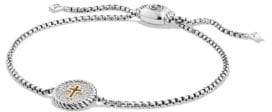 David Yurman Cable Collectibles Cross Charm Bracelet with Diamonds and 18K Gold