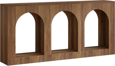 Multifunctional Mdf Brown Sofa & Console Tables With Modern Arched Design